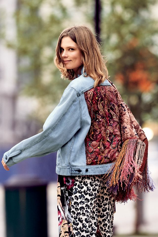 Free people quilted ditsy best sale denim jacket