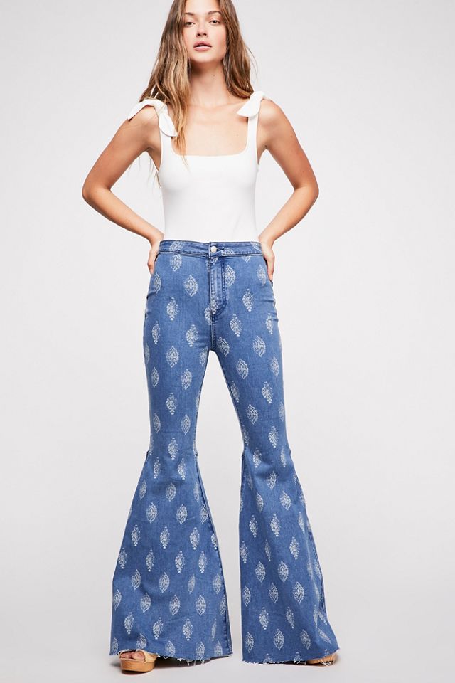 Free People Flare Jeans Just Float On Polka Dots