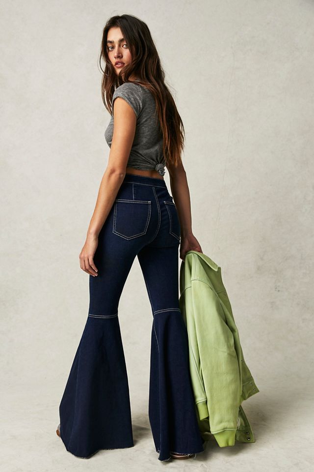Free People We The Free Just Float On Flare Jeans Rich Blue 29 33.5 :  Clothing, Shoes & Jewelry 