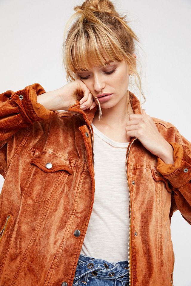 Free people velvet sales trucker jacket