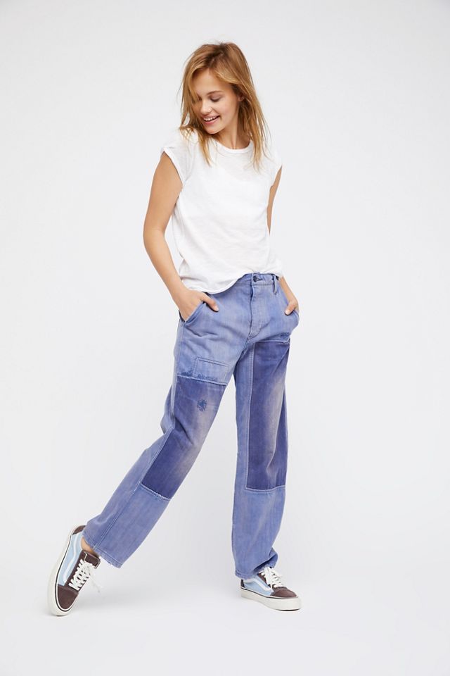 Slouchy Patched Boyfriend Jeans #1