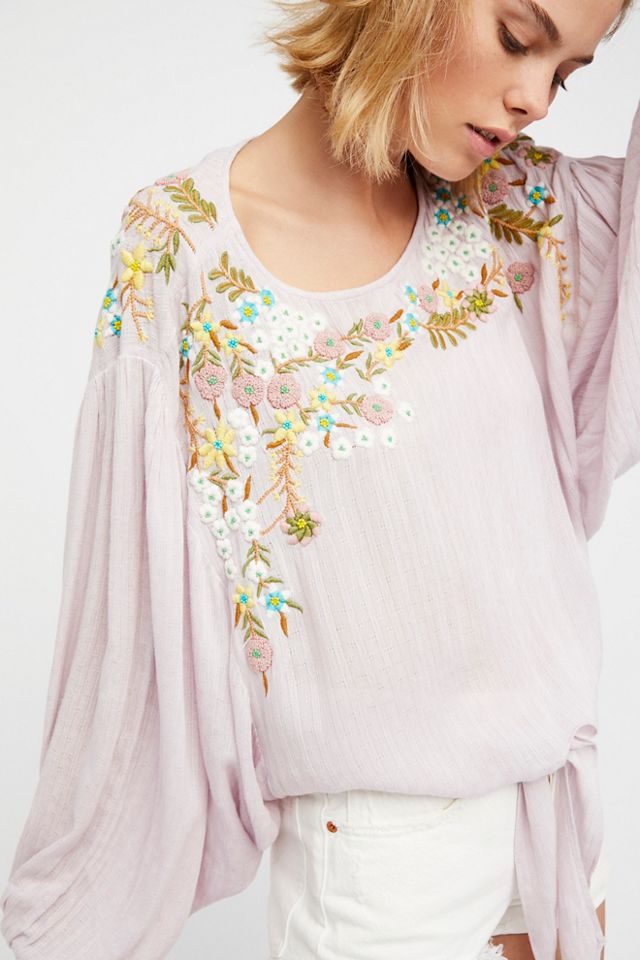Weekend Away Embroidered Top-Brown