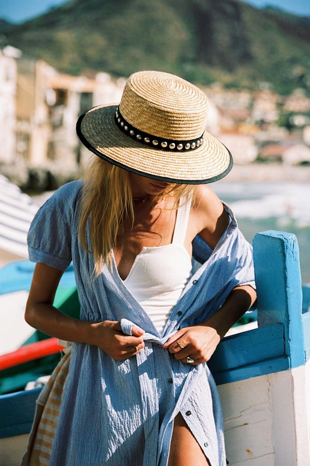 Fame Studded Straw Boater