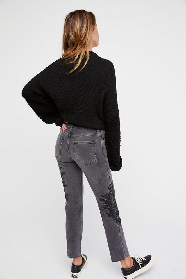 Embroidered Girlfriend Jeans #2
