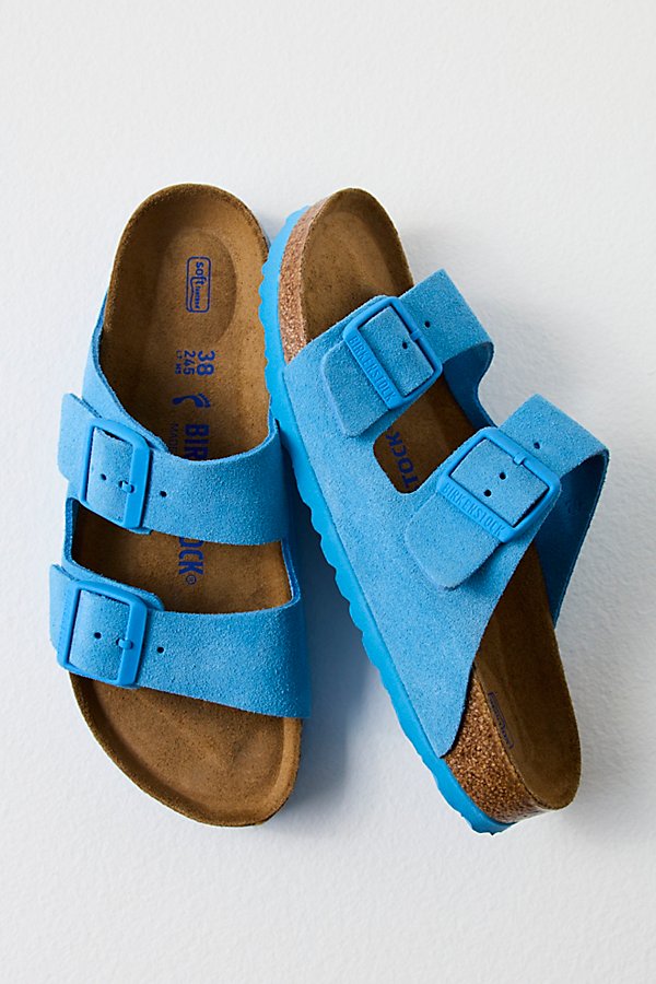 Birkenstock Arizona Soft Footbed  Sandals In Sky Blue Suede