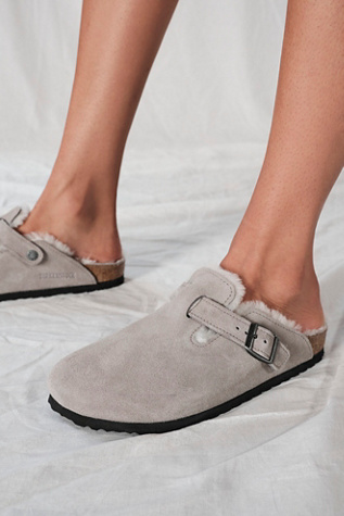 Birkenstock Boston Shearling Clogs at Free People in Grey, Size: EU 38