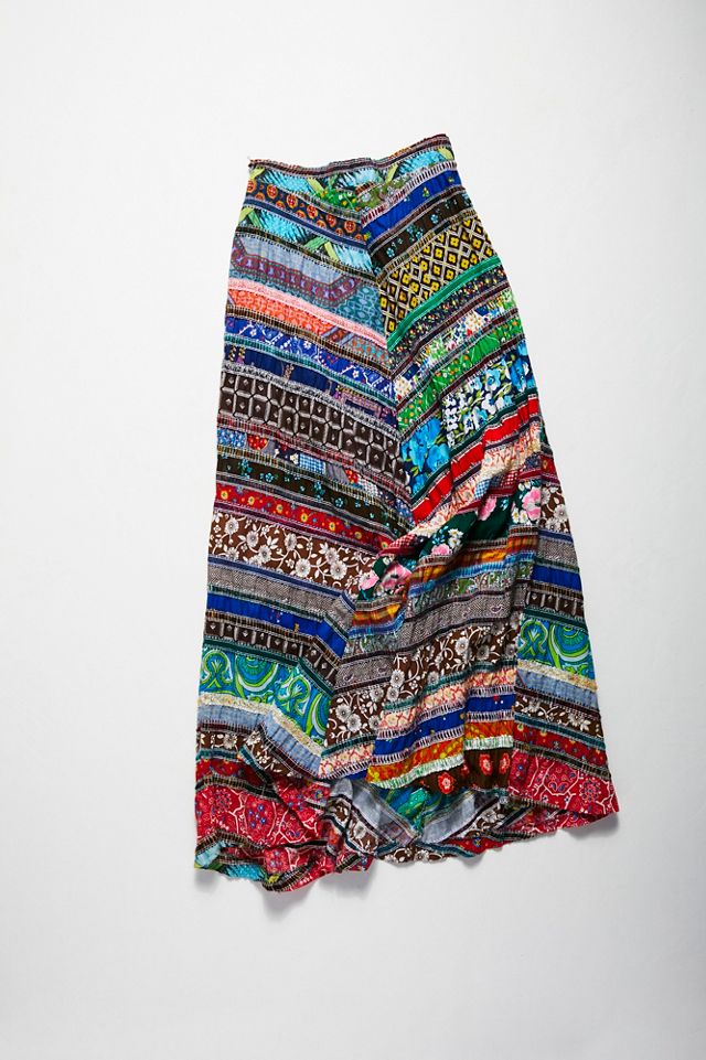 Vintage 1970s Patchwork Skirt Free People