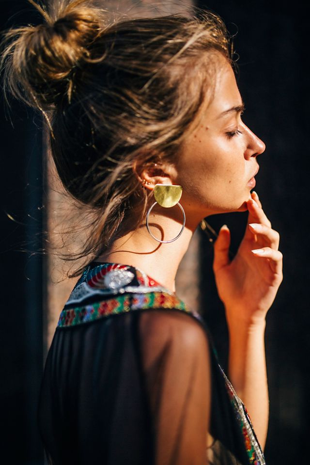 Brass Knocker Hoop Earrings #2