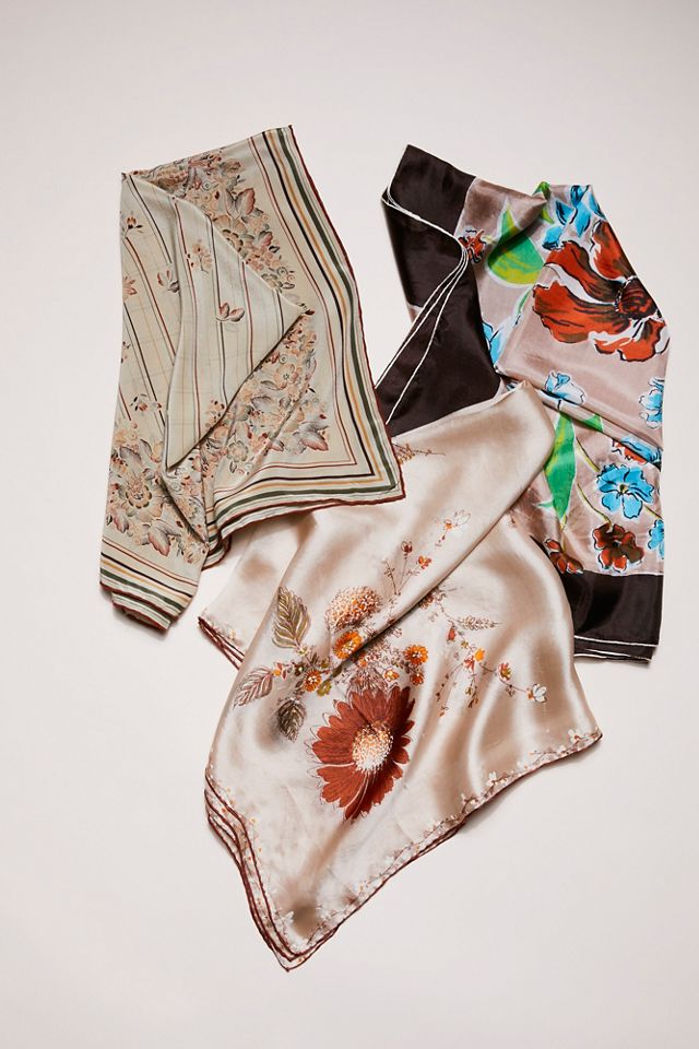 Vintage Floral Silk Scarves #2