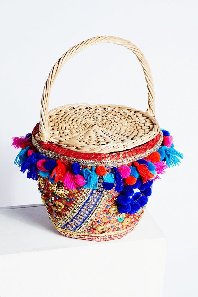 Embellished Straw Basket #2