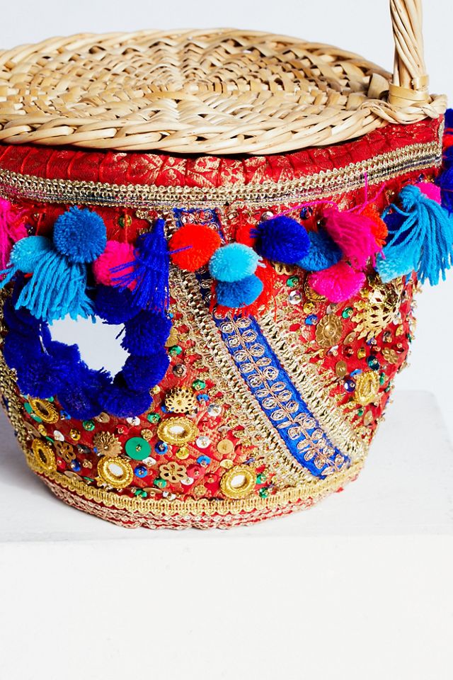 Embellished Straw Basket #3