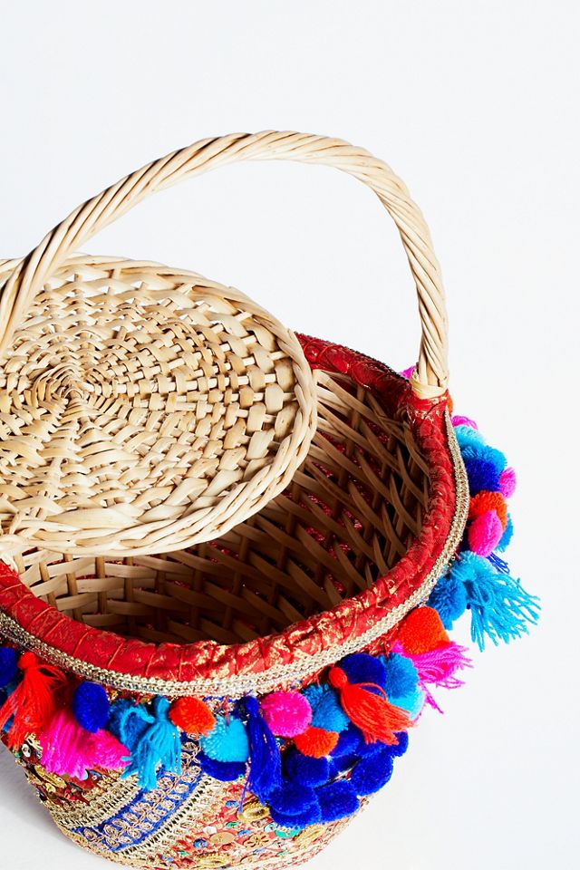 Embellished Straw Basket #5