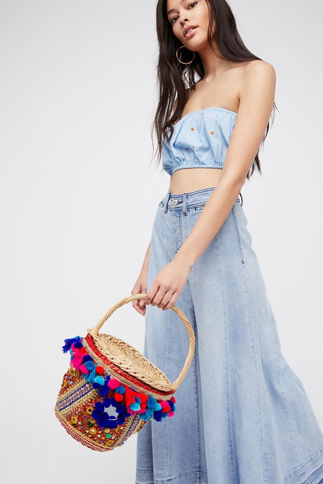 Embellished Straw Basket #6