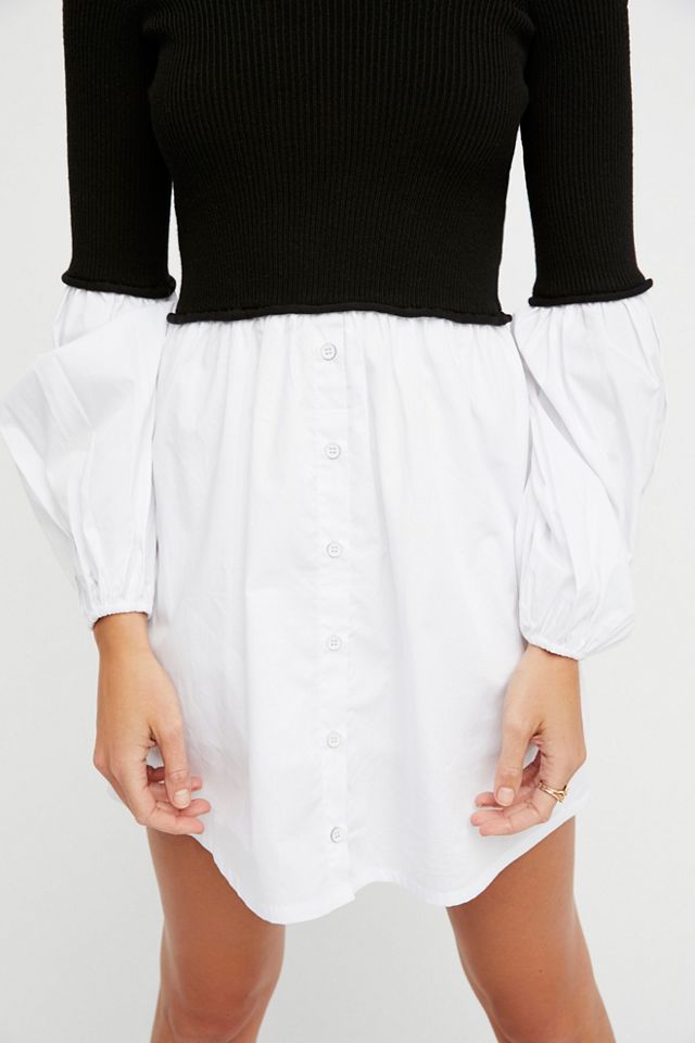 black sweater dress with poplin frill Thorelle Sweater Mini Dress Black
