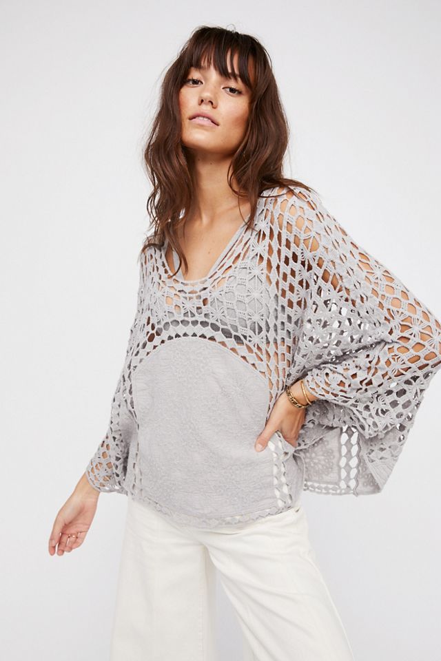 Willa Jane Embroidered Crochet Poncho #1