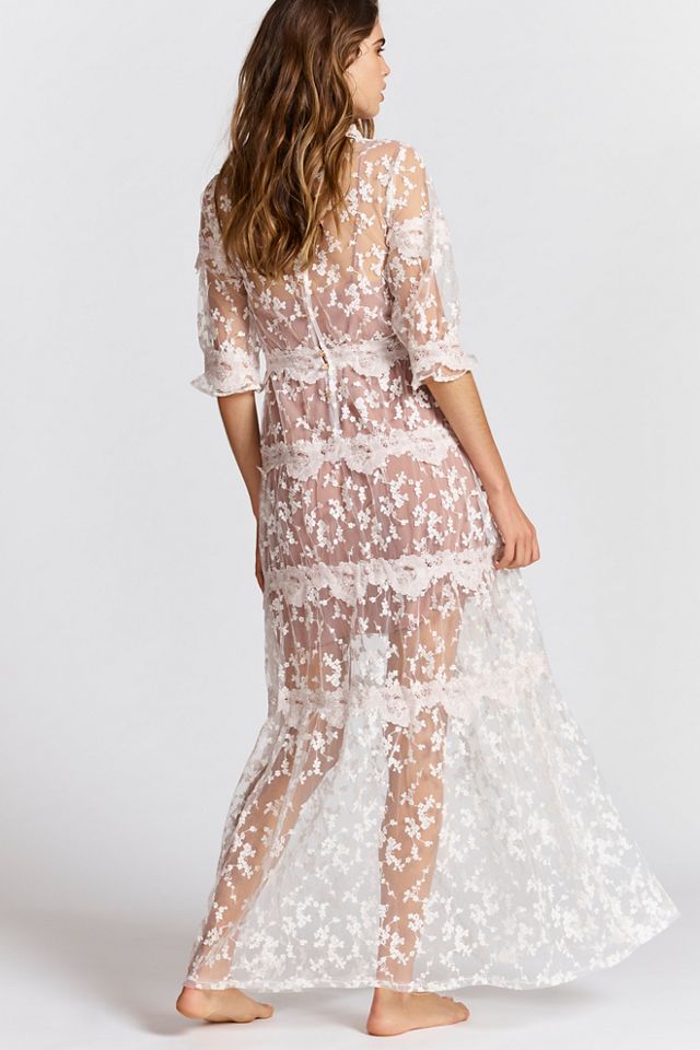 Rosebud Embroidered Mesh Maxi Dress #1