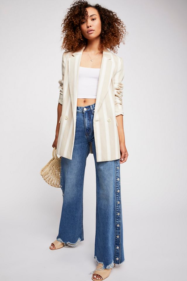 Zee Gee Why Sweeper Snap Wide Leg Jeans Free People Uk