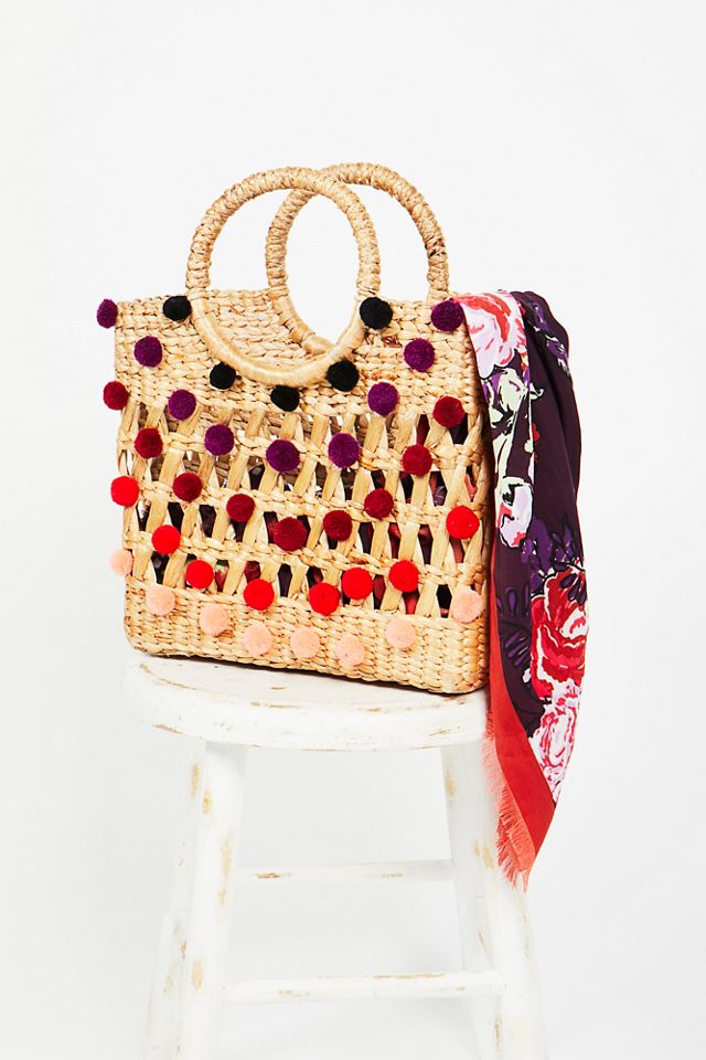 Ombre Straw Pom Basket