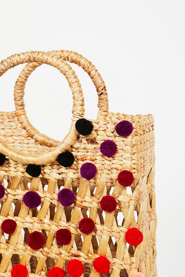 Ombre Straw Pom Basket #2