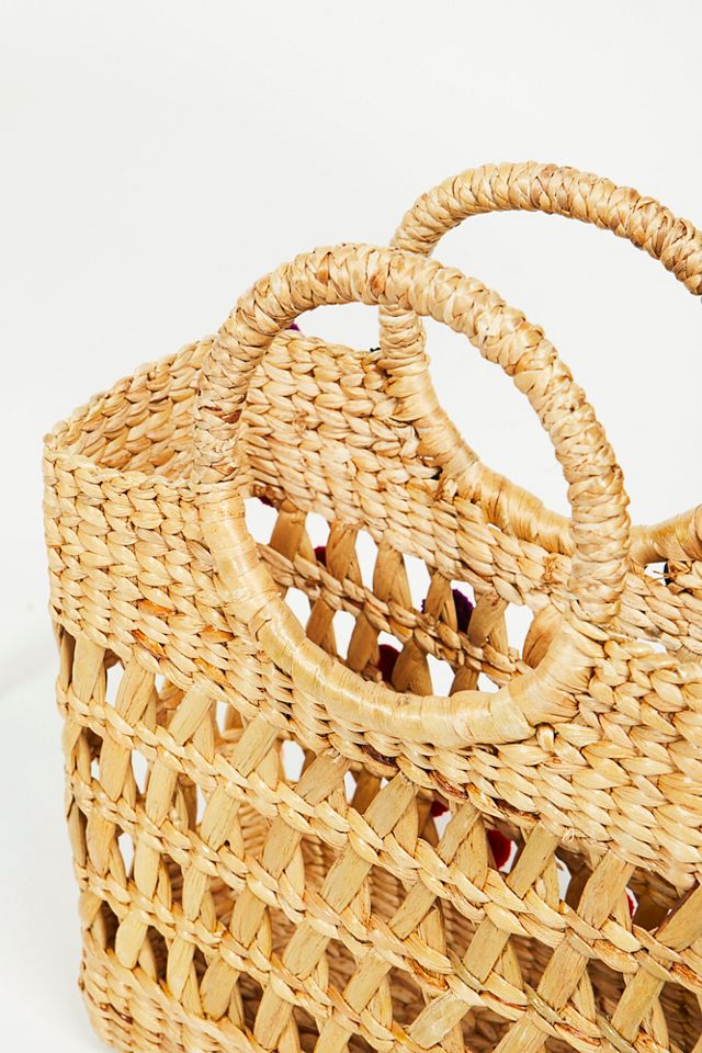 Ombre Straw Pom Basket #3