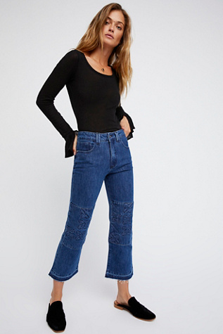 Embossed Tile McVie Cropped Flare | Free People