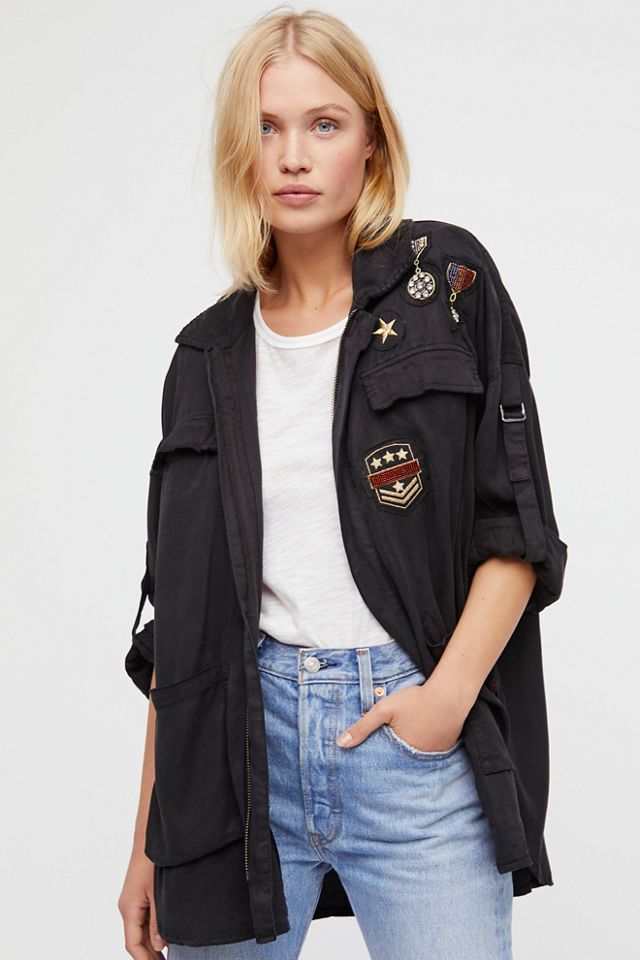 Drapey Military Shirt Jacket Free People UK