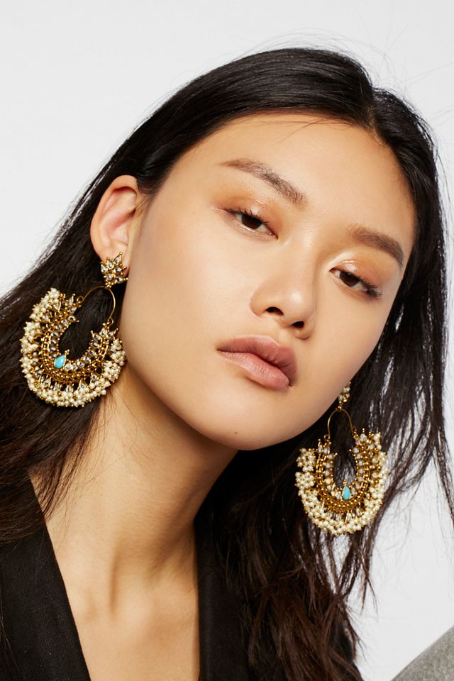 Turquoise Pearl Hoops