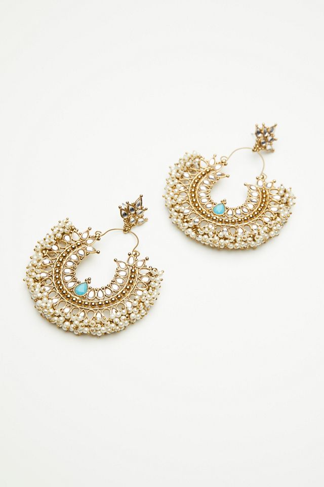Turquoise Pearl Hoops #1