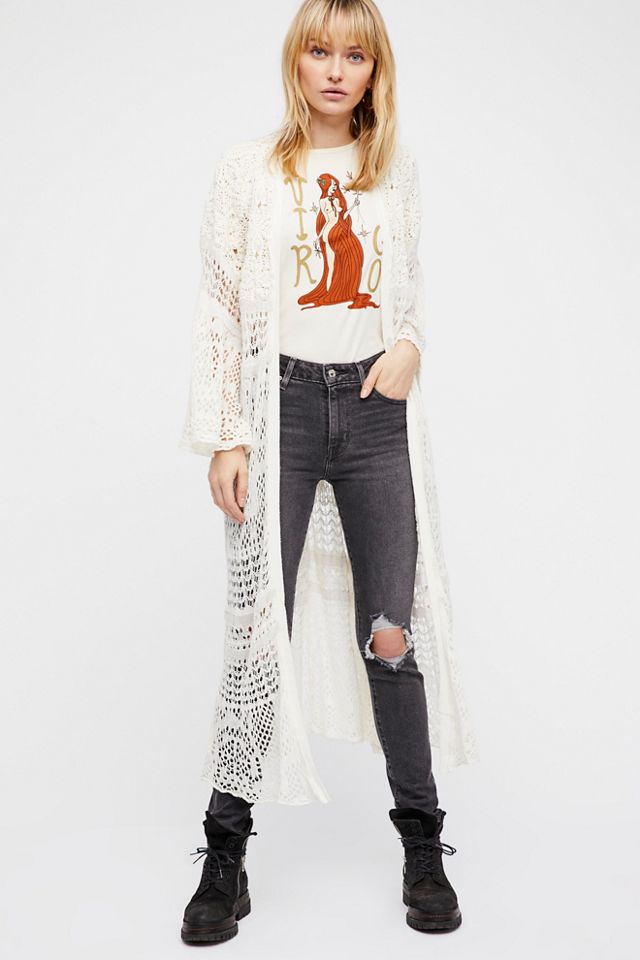 free people barbara tiered lace kimono in tobacco Ever After Fringe washed pattern. New FREE PEOPLE Barbara Tiered