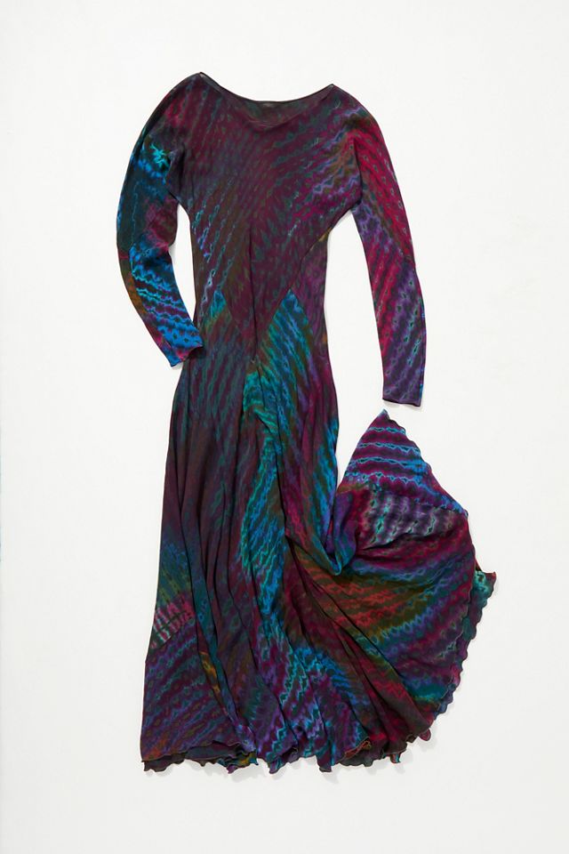 sachin and babi light blue dress Warehouse Tie Dye Chiffon Bias Low Back Halter Midi Dress in Red main image 0
