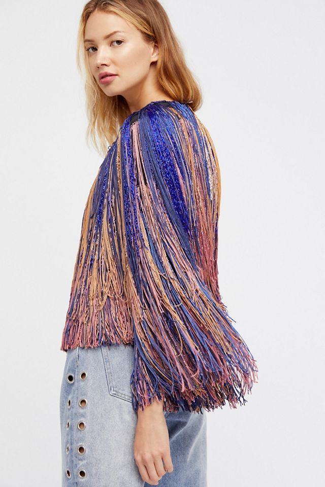 Isla metallic fringe on sale jacket