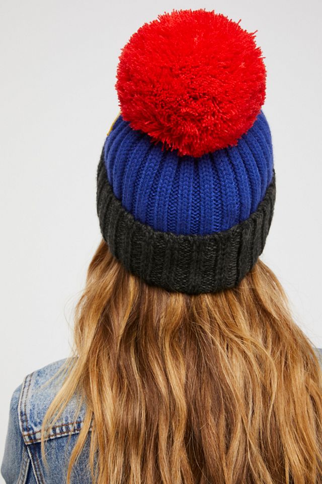 Happy Place Patched Pom Beanie #1