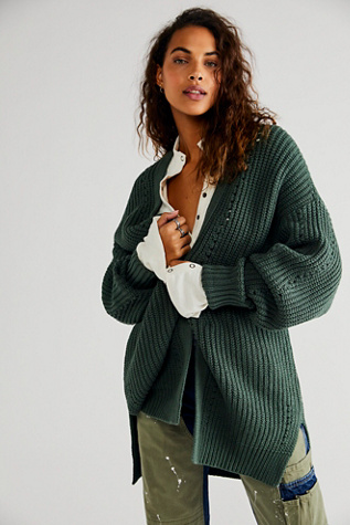 Free People Cardigan Nightingale In Forest Pine