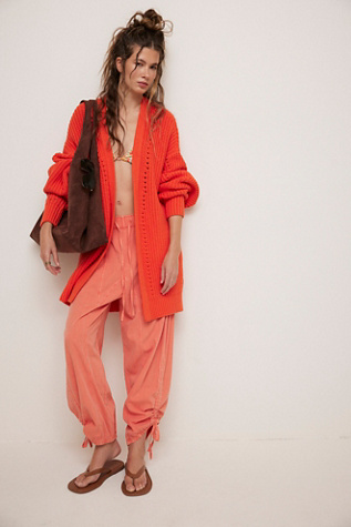 Nightingale Cardi At Free People In Mandarine Red, Size: Medium