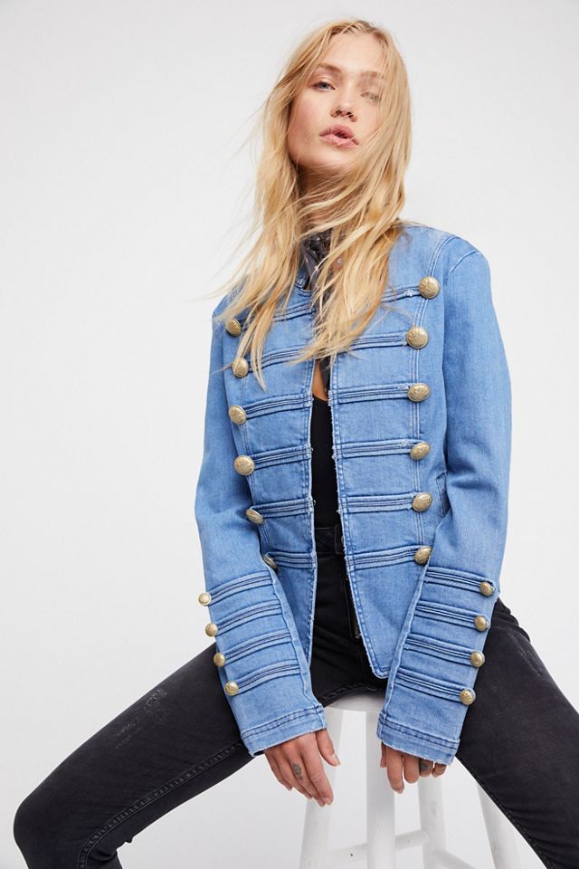 Fitted Military Denim Jacket | Free People