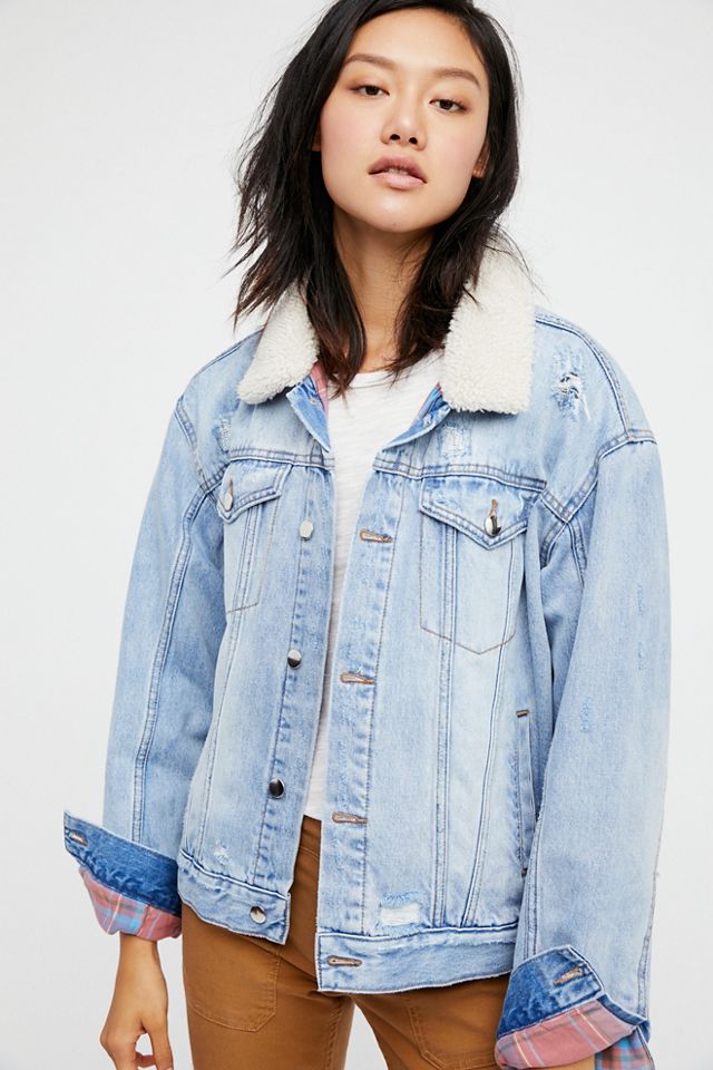 Plaid Lined Sherpa Trucker Jacket | Free People