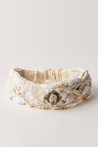 Willa Braided Headband by Curried Myrrh at Free People in Powder White