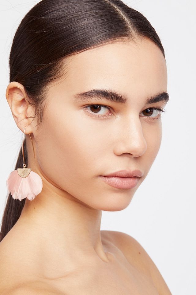 Feather Fan Flare Hoop Earrings #2