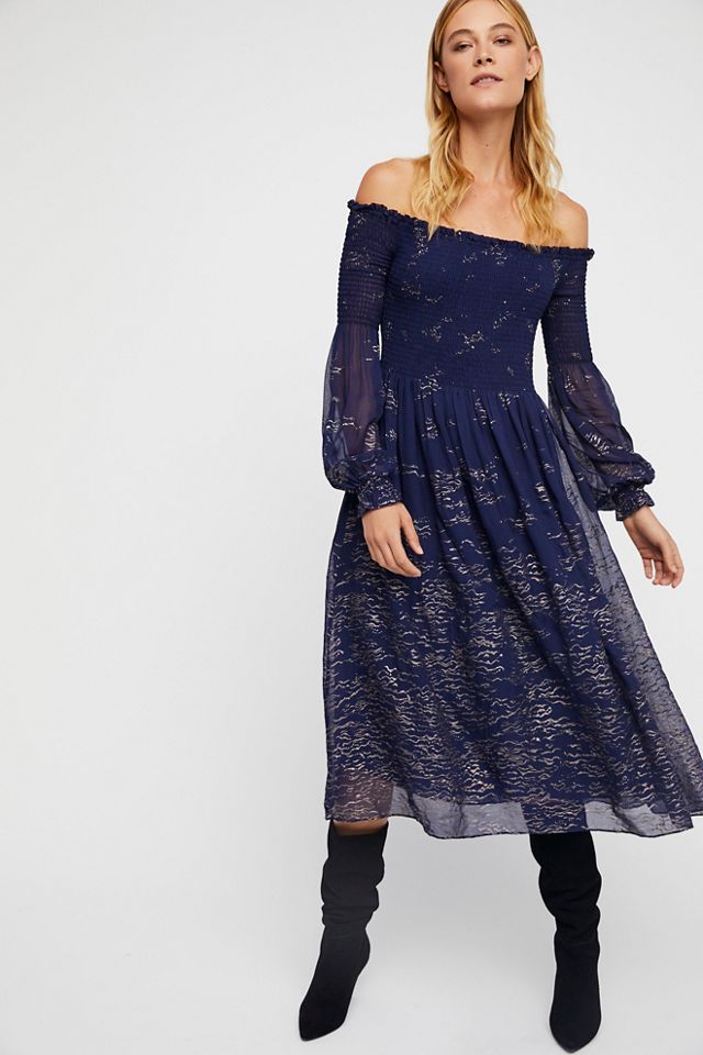 Foiled Smock Midi Dress | Free People