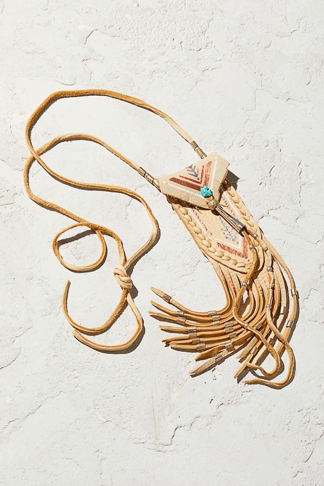 Turquoise & Leather Medicine Bag Necklace #1