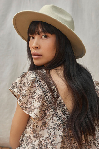 Free People Wythe Leather Band Wool Hat in Black Free People + Wythe Leather Band Felt Hat main image 2