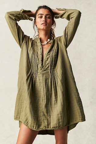 Free People Womens Silk Shirt Dress in Red