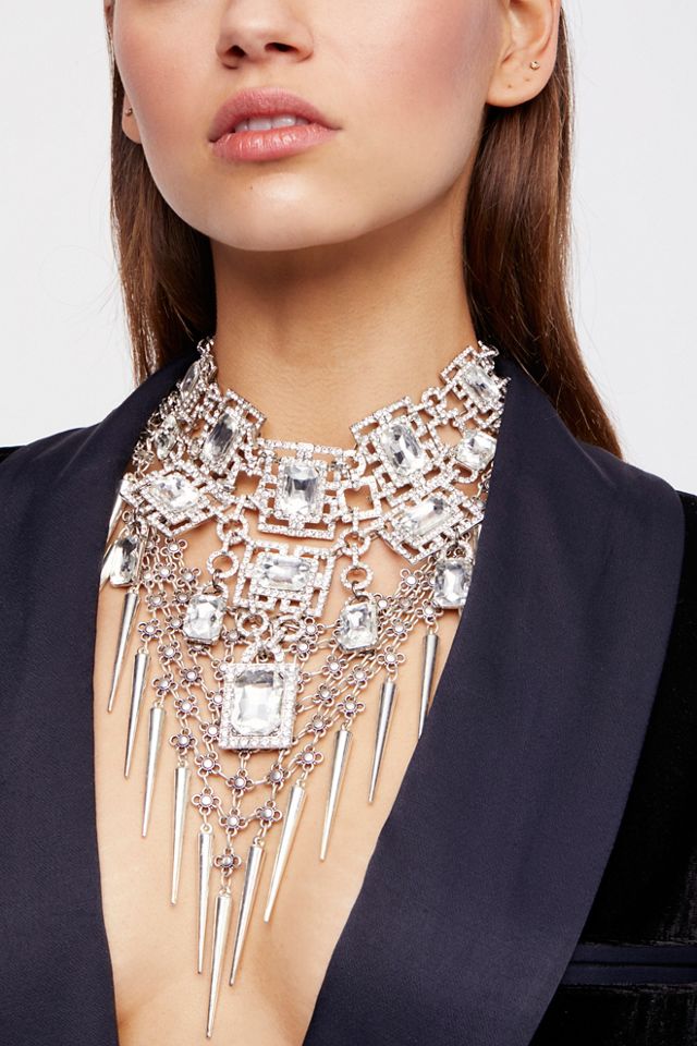 Square Crystal Double Necklace #4