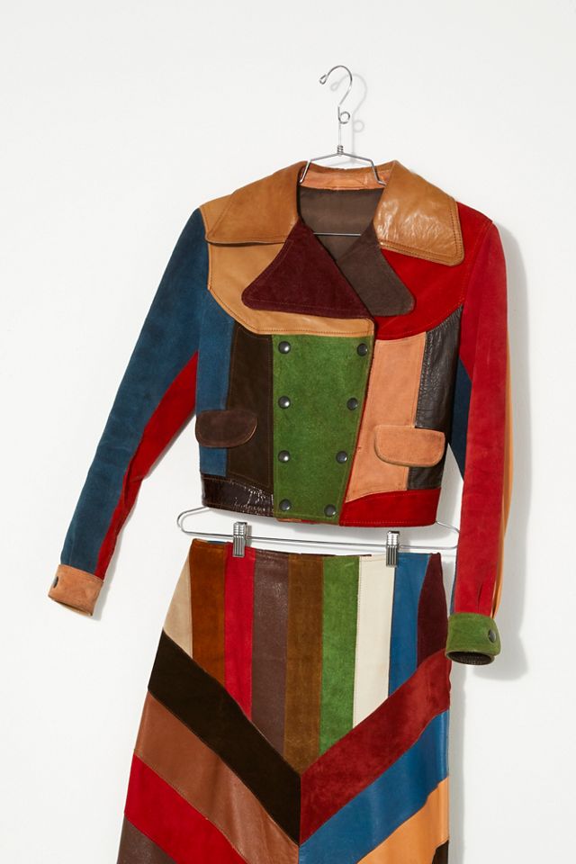 Vintage 1970s Patchwork Suede Set #1