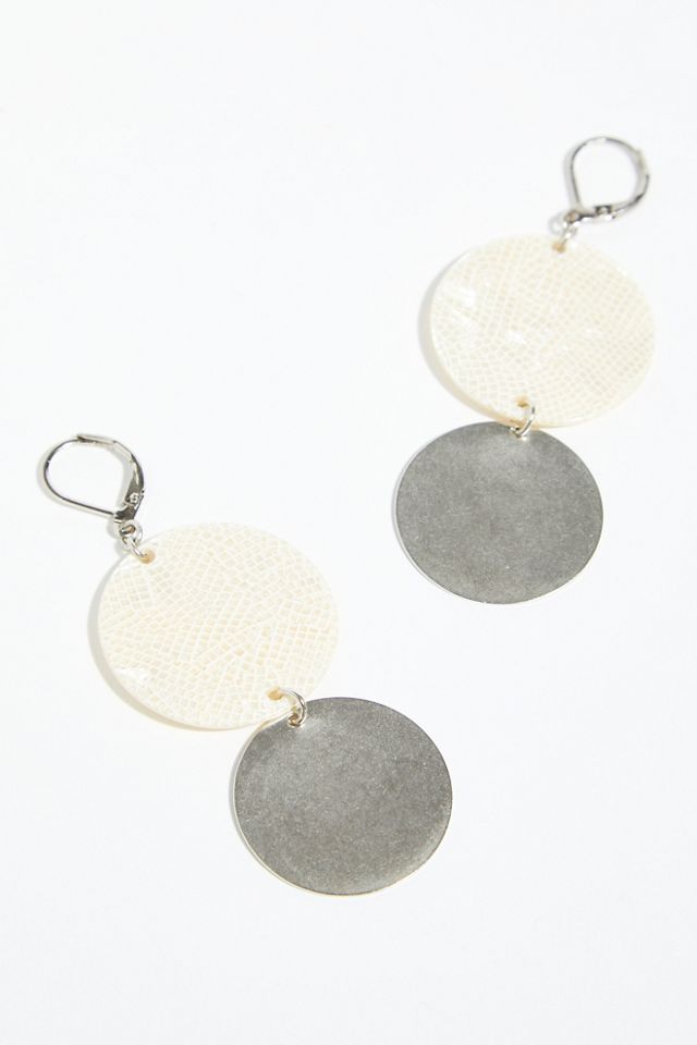 Resin Disc Drop Hoop Earrings #2