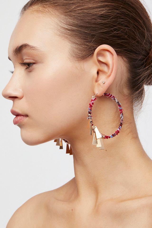 Fabric Wrapped Hoop Earrings
