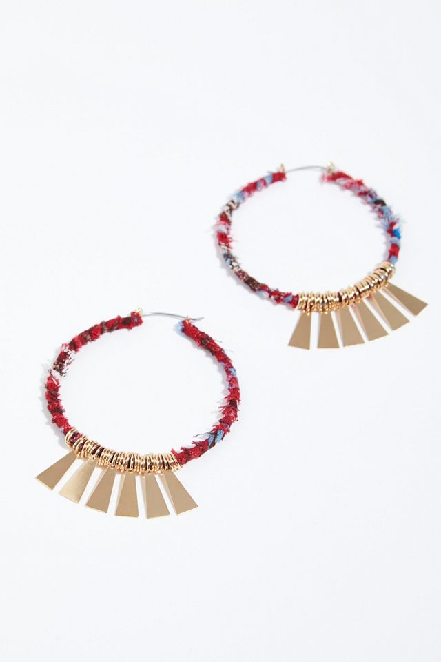 Fabric Wrapped Hoop Earrings #1