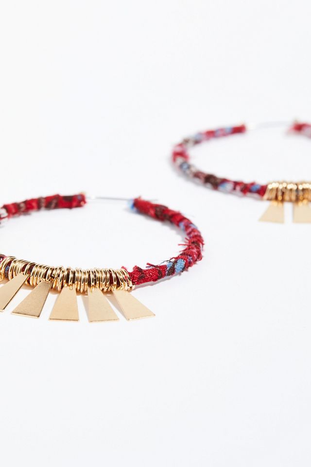 Fabric Wrapped Hoop Earrings #3