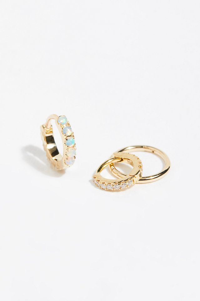3-Pack Diamond x Opal x Solid Hoop Earrings #1