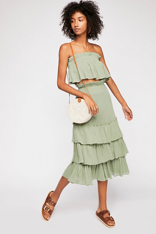 Endless summer by free people sea breeze strapless crop cheap top & midi skirt